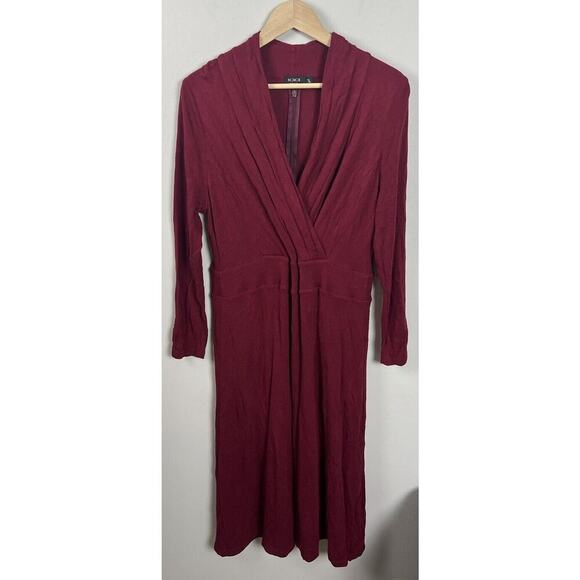 Igigi Faux Wrap V-Neck Burgundy Dress Rayon Lined Zip Size 14/16 Women’s - Picture 1 of 5